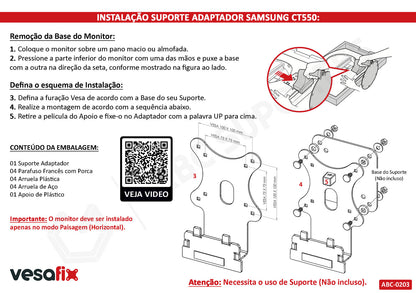 Adaptador Vesa Monitor Curvo Samsung CT550 S/ Furação Vesa