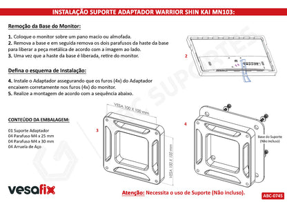 Adaptador Vesa Monitor Multilaser Warrior Shin Kai MN103