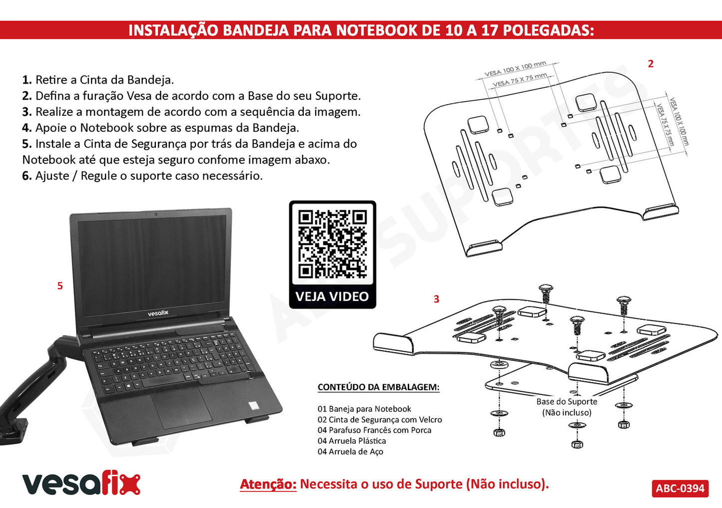 Bandeja para Notebook Compativel com Suporte de Pistão a Gás