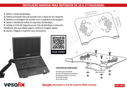 Bandeja para Notebook Compativel com Suporte de Pistão a Gás