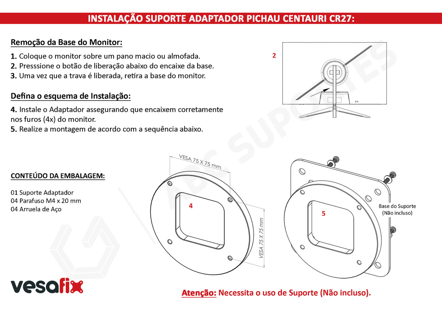 Adaptador Vesa Monitor Gamer Pichau Centauri Cr27 - PG-CTR-BL01