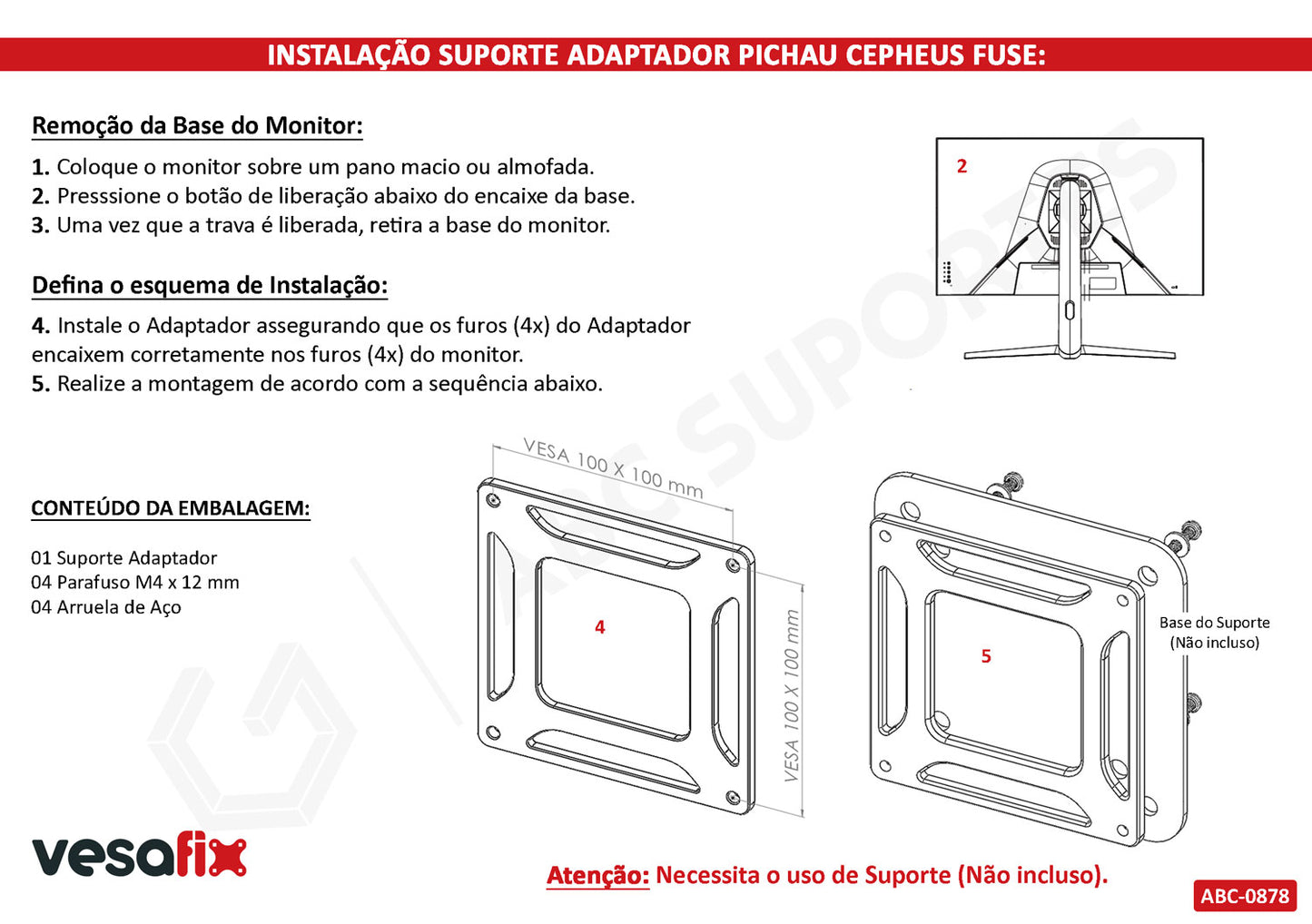 Adaptador Vesa Monitor Pichau Cepheus Fuse 32 Polegadas PG-CFVFSE32-BL01