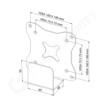 Suporte Vesa FIXO para Mini PC, MAC Mini da Apple, Thin Client, OptiPlex Dell, entre outros